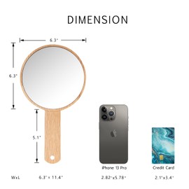Teepro Handheld Mirror with Handle, Hand Held HD Mirror Wooden Frame, Salon Hairdresser Plain Mirror Retro Style, Cosmetic Salon Makeup Hand Mirror for Professional Barbers,B