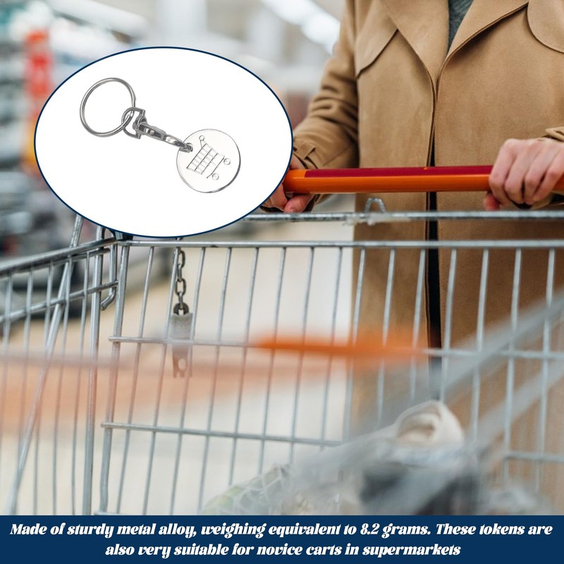 hioseyre 4-pack Unisex Trolley Token Keyrings, White