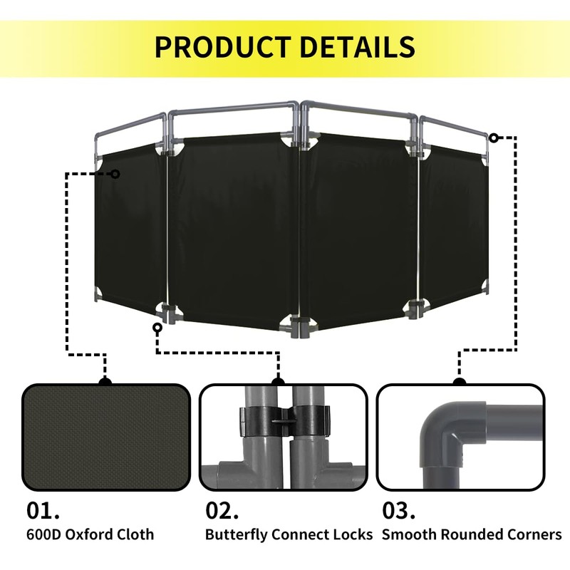 4 Panels Safety Barricade, 7.8FT Removable Foldable Security Gates Barrier