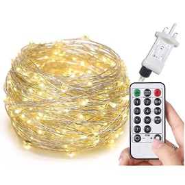 Gresonic Fairy Lights Plug in 300LED 30m/99ft Warm White 8 Modes Mains Powered Timer with Remote Micro Copper Wire String Light Waterproof Indoor Outdoor Twinkle Decorations for Garden,Bedroom,Wedding