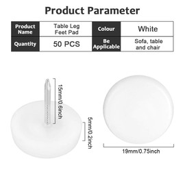 Furniture Pads Nails, XAVSWRDE 50 PCS 16mm Dia Chair Leg Protectors Glides Plastic Furniture Feet for Indoor & Outdoor Use, 5mm Thick Floor Protector Pads Nail In Sliders for Chairs Sofa Table, White