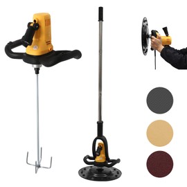 DYRABREST 1680W Electric Concrete Polishing Machine 2 in 1 Concrete Mixing and Smoothing Machine 80-200RPM 6 Variable Speed Plaster Mortar Cement Putty Trowel Wall Smoothing Polishing Machine (yellow)