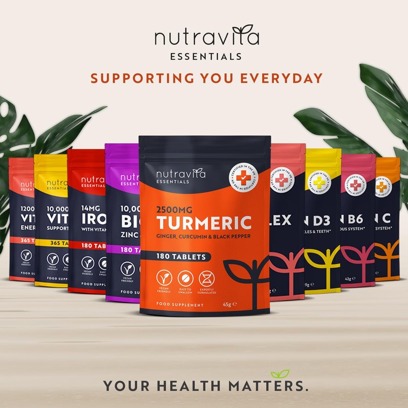 Nutravita Turmeric Tablets 2500mg with Black Pepper, Ginger & Curcumin