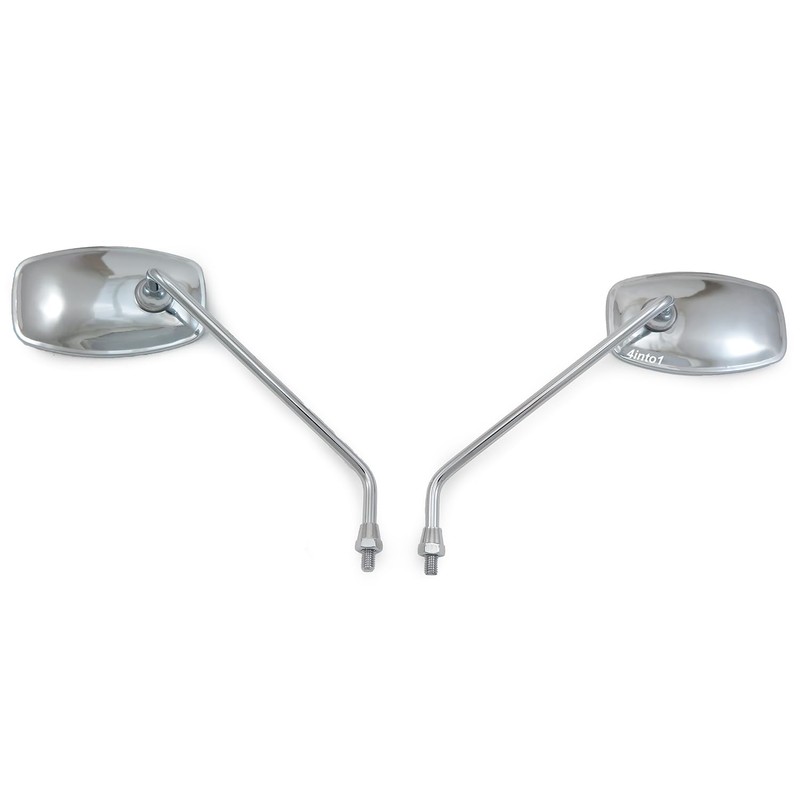 Universal Motorcycle Rectangular Chrome Mirror set - 8mm - Fits