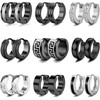 RIOSO 9Pairs Hoop Earrings for Men Stainless Steel Black Men's