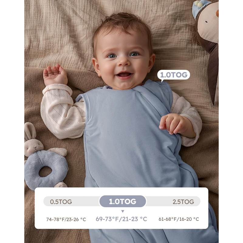 Yoofoss Baby Sleeping Bag Rayon Bamboo Blue, blue