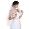 SAMKY 2T 2 Tier Beaded Edge Circular Veil - White