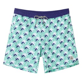 SURF CUZ Mens Swim Trunks Mesh Liner Volley Shorts Swimming Trunks 7 Inch Bathing Suit Quick Dry Swim Shorts, Mini Coconut Tree, Medium