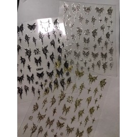 Insten 3D Nail Art Stickers - 4Pcs Black, white, Gold And Silver