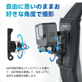 TELESIN Clip Mount for Gopro Accessories Backpack 360 Degree Rotation Compatible for Gopro Max Hero13/12/11/10/9/8/7/6, OSMO Action 3 4 5PRO, Insta 360 DJI POV Photography Required