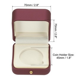 PATIKIL Coin Display Box, Coin Presentation Display Box Coin Box Coin Case with Coin Holder Fit 45mm Coin for Silver Dollar Collectors, Red