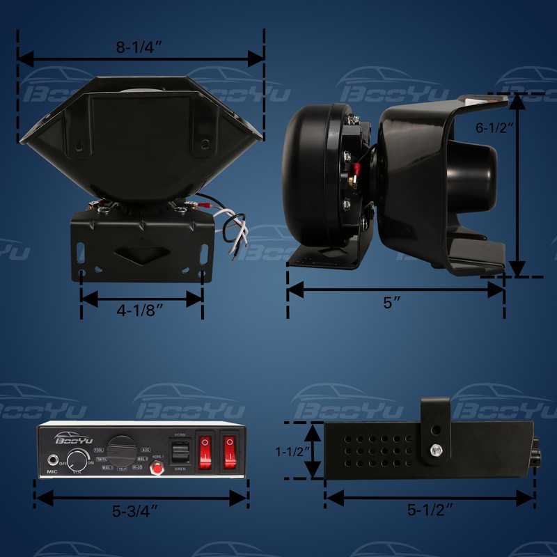 9 Tone 12V 400W Warning Emergency Siren PA System for