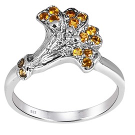 Orchid Jewelry 925 Sterling Silver Statement Rings For Women - Delightful 0.21 Carats Yellow Citrine Gemestone