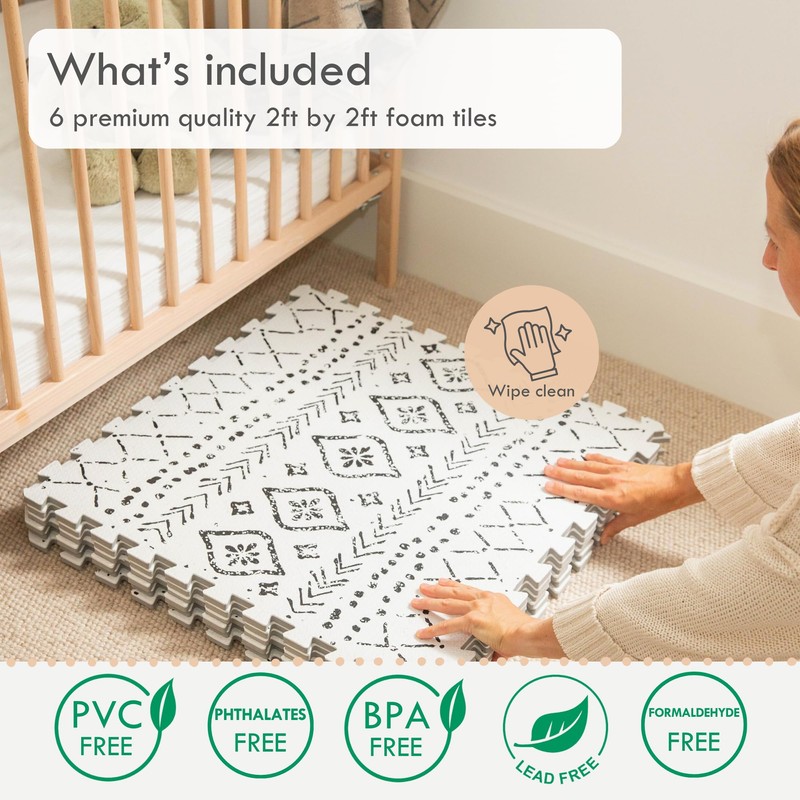 Lillefolk Baby Play Mat for Floor – 4x6ft Boho |