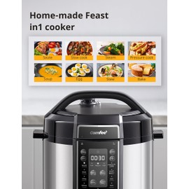 COMFEE’ Pressure Cooker 6 Quart with 13 Cooking Functions, Olla de Presion Non-Stick Pot Yogurt Maker Rice Cooker Slow Cooker Sauté Steamer, Healthy Ceramic Inner Pot