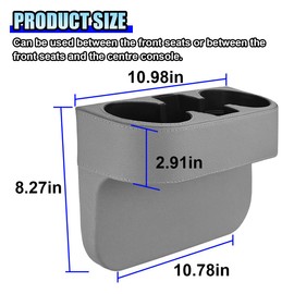 ZIMISI Car Cup Holder, PU Leather Auto Front Console Gap Filler Organizer, Multifunctional Cup Drink Holder, Car Seat Gap Filler Storage Box, Coin Bucket, Cell Mobile Phone Holder (Grey)