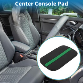A ABSOPRO Car Armrest Cushion Pad Non-slip 12.20"x7.48" Seat Box Cover Protector Microfiber Leather Green,Black Center Console Lid
