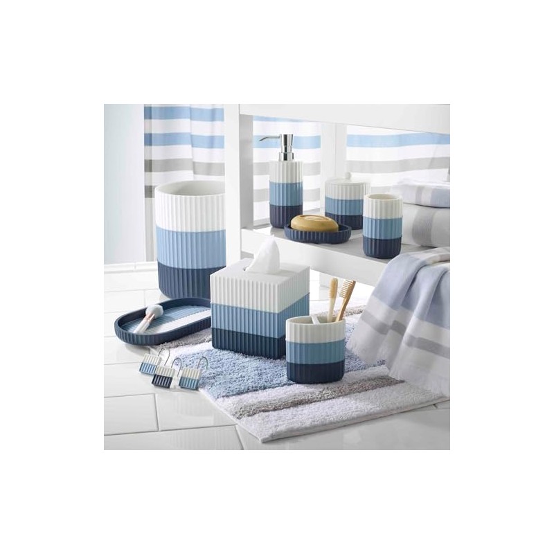 IZOD - Shower Curtain Hooks, Resin Hooks for Curtain, Striped