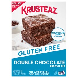 Krusteaz Gluten Free Baking Mix, Double Chocolate Brownie Mix, Gluten Free with No Artificial Flavors, Colors or Preservatives, 20-Ounce Box (Pack of 2)
