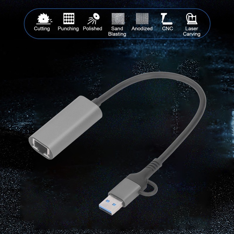 USB to Ethernet Adapter Type C RJ45 1000Mbps Aluminium Alloy