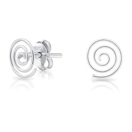 DTPsilver® SMALL 925 Sterling Silver Studs Earrings - Swirl Spiral - Dimension: 7 x 8 mm