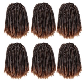 6 Packs Spring Twist Braiding Hair Spring Twists Bomb Twist Hair Synthetic Fiber Fluffy Twist Crochet Braids Low Temperature Twist Crochet Hair for Black Women Braiding Hair (8inch,T1B/30)