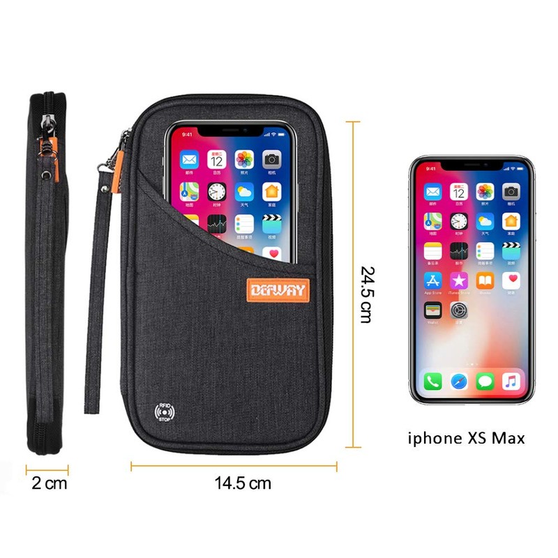 DEFWAY Family Passport Holder Waterproof RFID Blocking Credit Card Organizer