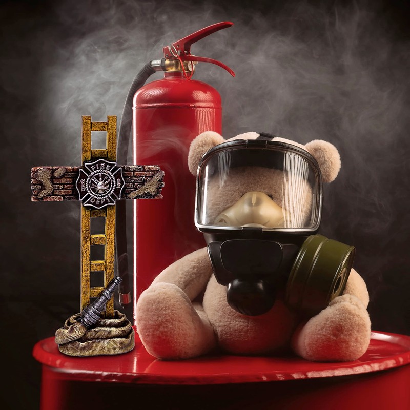 Marco Int'l US Fire Fighter Fireman Standing Cross Statue Memorial
