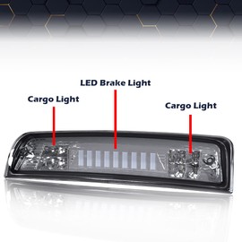 PIT66 LED Bar 3rd Brake Light, Compatible with 2009-2017 Dodge Ram 1500 2500 3500 I Type High Mount Stop Light Rear Tail Cargo Lamps Smoked Lens Chrome Housing