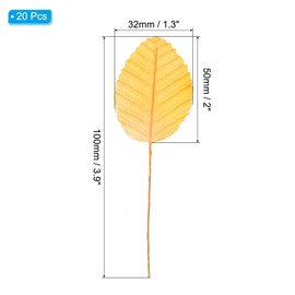 PATIKIL Yellow Artificial Leaves with Stems, 20 Pack Fake Leaves Silk Faux Leaf for DIY Home Wedding Decoration Bouquets Wreaths Party Decor