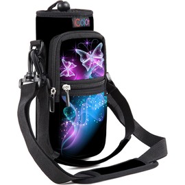icolor Water Bottle Carrier Bag Holder 25/32/40/64oz,Adjustable Padded Shoulder & Handle Strap Sports Sling Hiking Pack,Insulated Neoprene Wide Mouth Bottle Sleeve