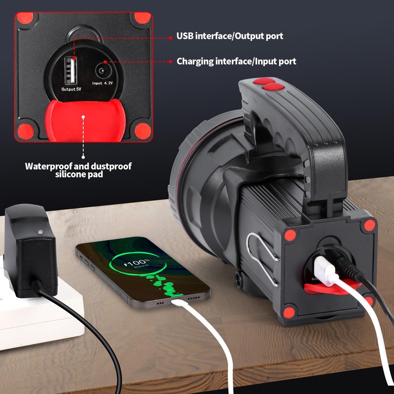 Vanvale Superbright LED Handheld Searchlight Tactical Waterproof Spotlight High Power