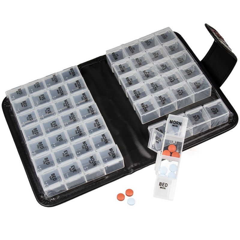 Floral Pill Case Box, 14 Day Pill Holder Pill Container
