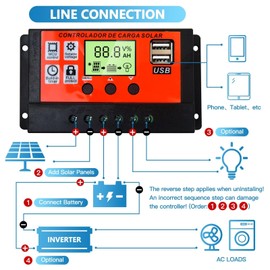 INGQI 100A MPPT Solar Charge Controller 12V 24V Orange LCD Display Intelligent Regulator Max 100V Input Dual USB