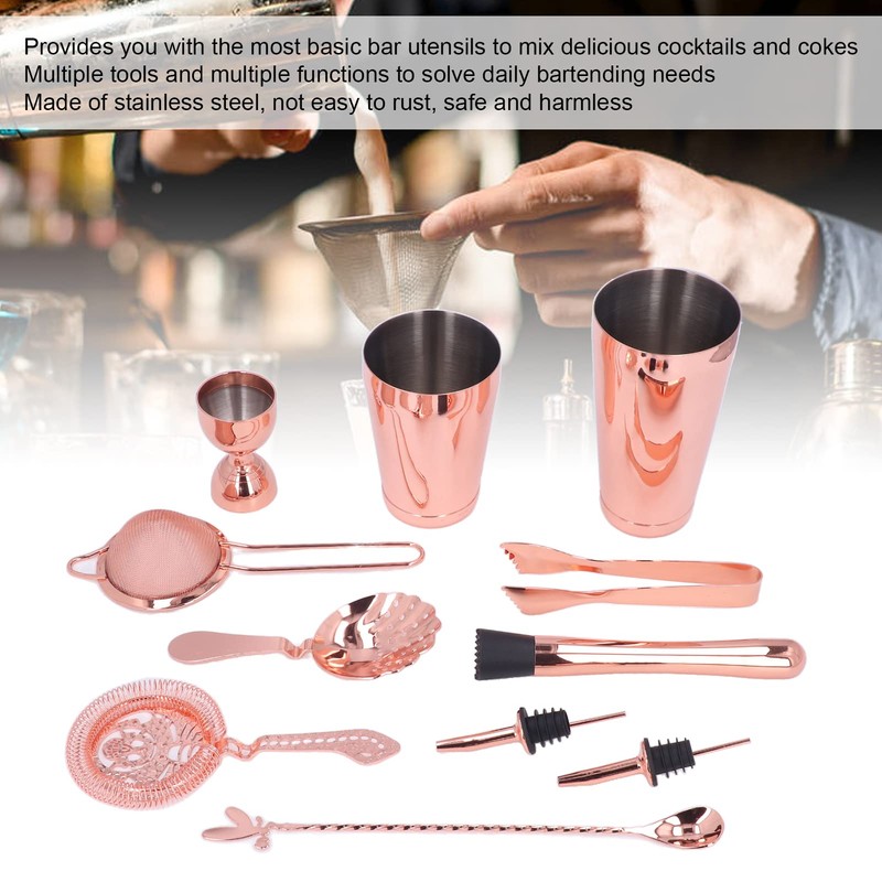 Lybunair 11 PCS Spotless Steel Cocktail Making Set, Complete Mixing