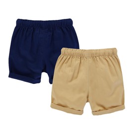 HILEELA ANG - Pantalones cortos chinos de algodón elástico para verano, con cordón, uniforme escolar, paquete de 2, 2packa2#(azul marino+caqui), 6 Años