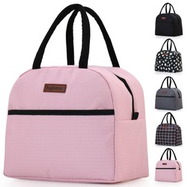 GODWOODS Lunch Bag, Lunch Box Lunch Bag for Women Adult Men, Insulated Leakproof Lunch Tote Large Capacity Reusable Cooler Lunch Container for Work/Office/Picnic(Pink)