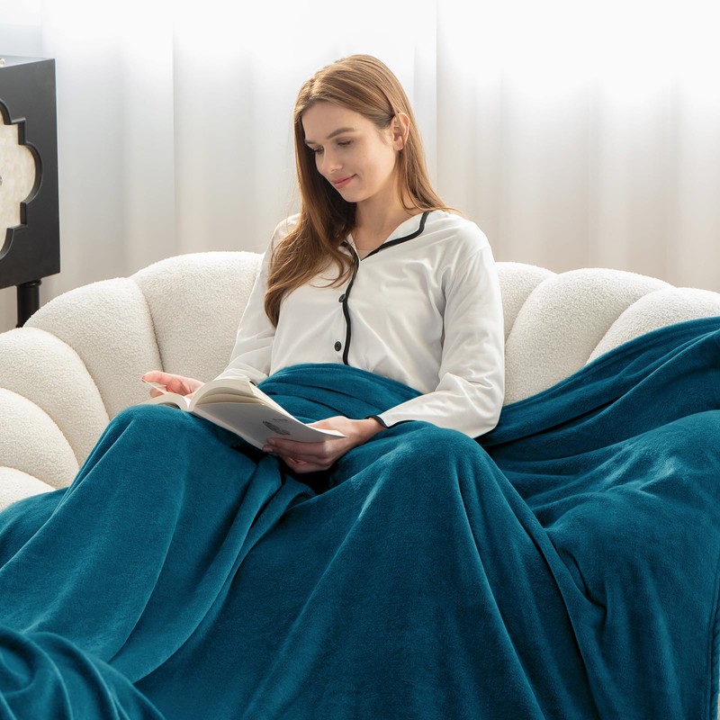 WAVVE Fleece Blanket Sofa Throw Teal 5ft x 6.5ft -