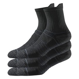 Strideline Basic Crew Socks | Quad-Ply Yarn Padding, Direct Compression and Zoned Cushioning, 3 Pack (Black, X Large)