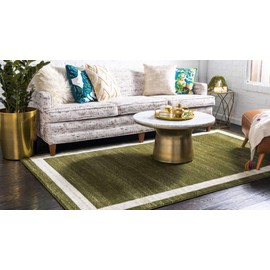 Unique Loom Del Mar Collection Area Rug - Maria (5' 3" x 8' Rectangle, Green/ Ivory)