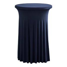 iEventStar 24 inches 24" Highboy Cocktail Round Stretch Spandex Table Cover Table Skirt High Top Tablecloth (24" x 43", Navy)