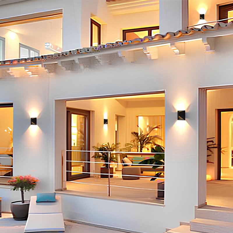 Laplusbelle 2-Pack Modern Outdoor Wall Lights, Black LED Exterior Wall