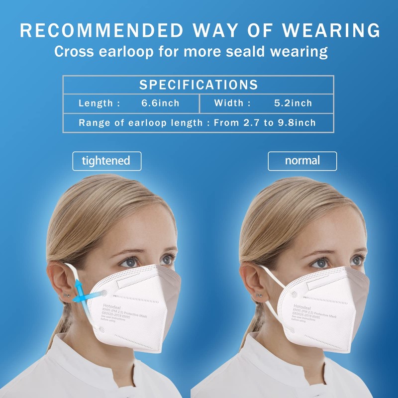 Hotodeal KN95 Face Mask 60 PCs, White KN95 Mask, 5