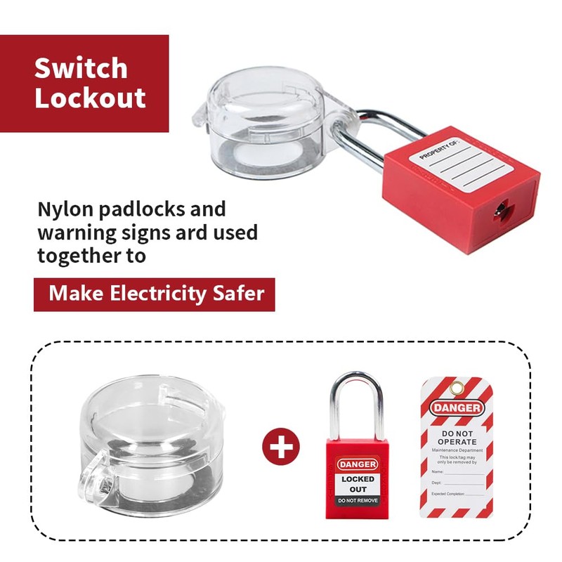 HiLKCO 0.86in(22mm) Diameter Wall Switch Push Button Lockout Box Type