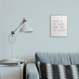 Stupell Industries Give it to God and Sleep Faith Based Bedroom Quote, Designed by LUX + Me Designs Wall Art, 11 x 14, Grey Framed