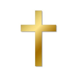 Gold Cross Shaped Sticker (Not Reflective) (Jesus Christ Decals, Religious Christian Vinyl for Cars, Laptops, Notebooks, Tumblrs, and More (3 x 5 inch)