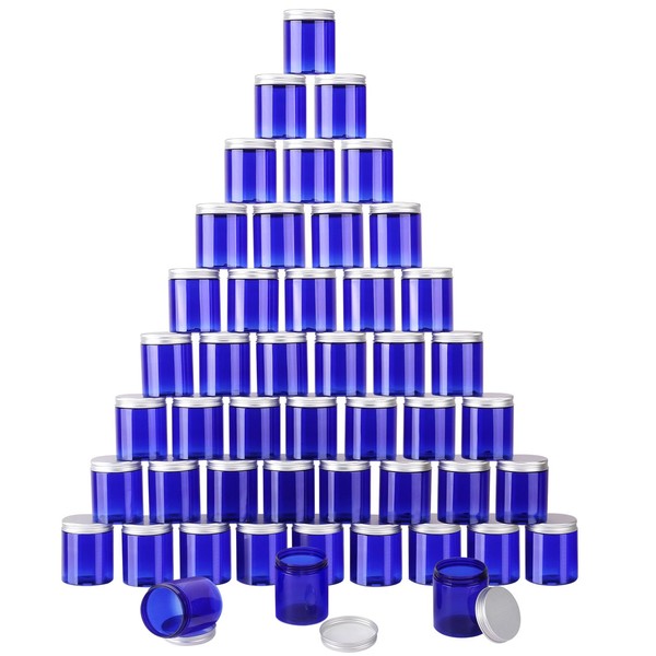 IHDYPPEW 48 Pack 8 OZ Blue Plastic Jars with Lids,