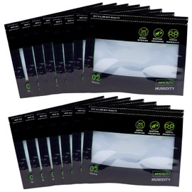 Samvitral 15 Pcs 2 oz Storage Terp Bags, 58%-62% RH, 2-Way Humidity Control, Reusable, Polypropylene (PP), Hook & Loop Closure, Black, Rectangular, Packing, Storage, Cooking