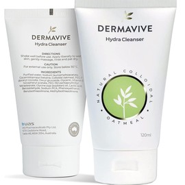 Dermavive Dermavive Hydra Cleanser Bundle C Gentle Hydrating Facial Cleanser, Non-Irritating, Soap-Free, pH-Balanced Face Wash with Oatmeal & Vitamin E, 120ml + 250ml