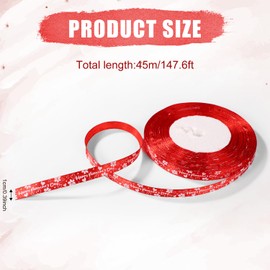 Valentines Day Ribbon, 50 Yard Thin Valentine Heart Ribbon Valentine's Day Gift Love Polyester Ribbon Valentine Craft Ribbon for Gift Wrapping Wedding Valentine Day Decoration(Red Base Color)